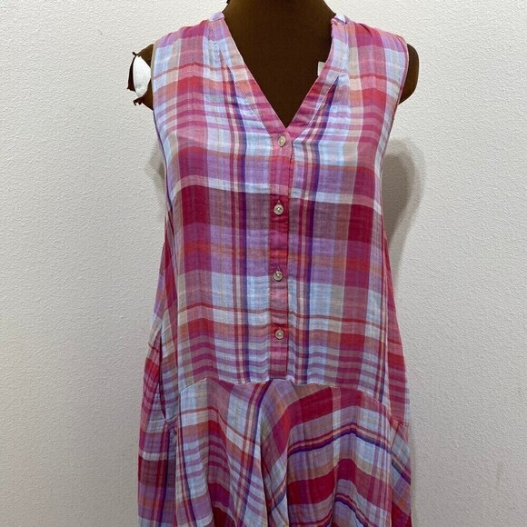 Anthropologie Maeve Pippa Midi High Low A-Line Swing Sleeveless Plaid Pockets XS - Picture 2 of 11